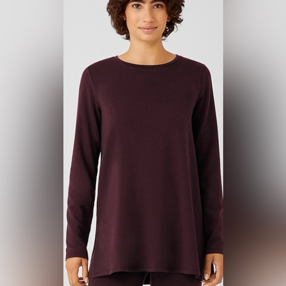 Eileen Fisher Women's Cassis Burgundy Long Sleeve Top Medium